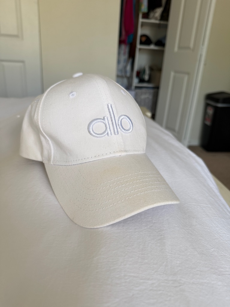 Alo Yoga White Embroidered Logo Baseball Cap